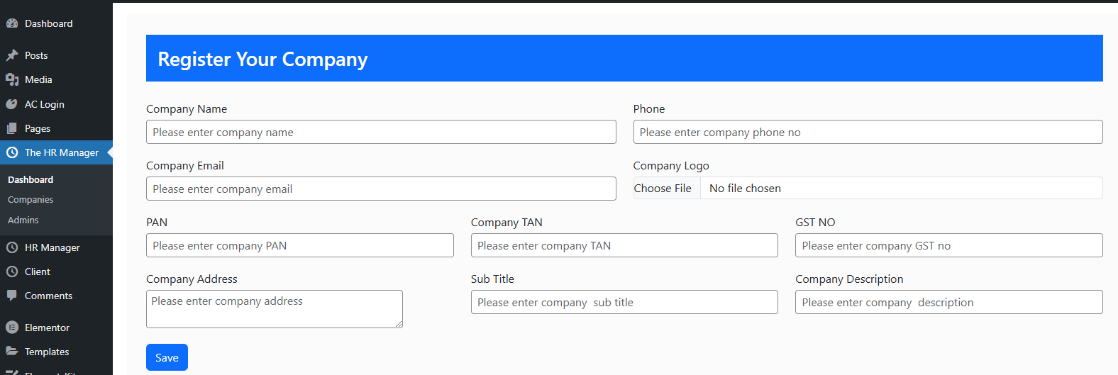 Register New Company.